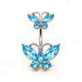 Crystal Double Butterfly Belly Ring