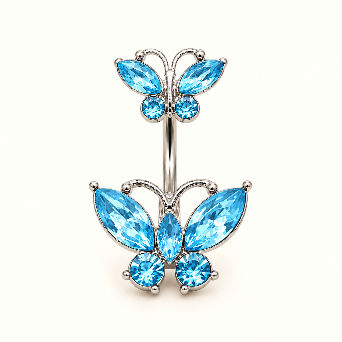 Crystal Double Butterfly Belly Ring