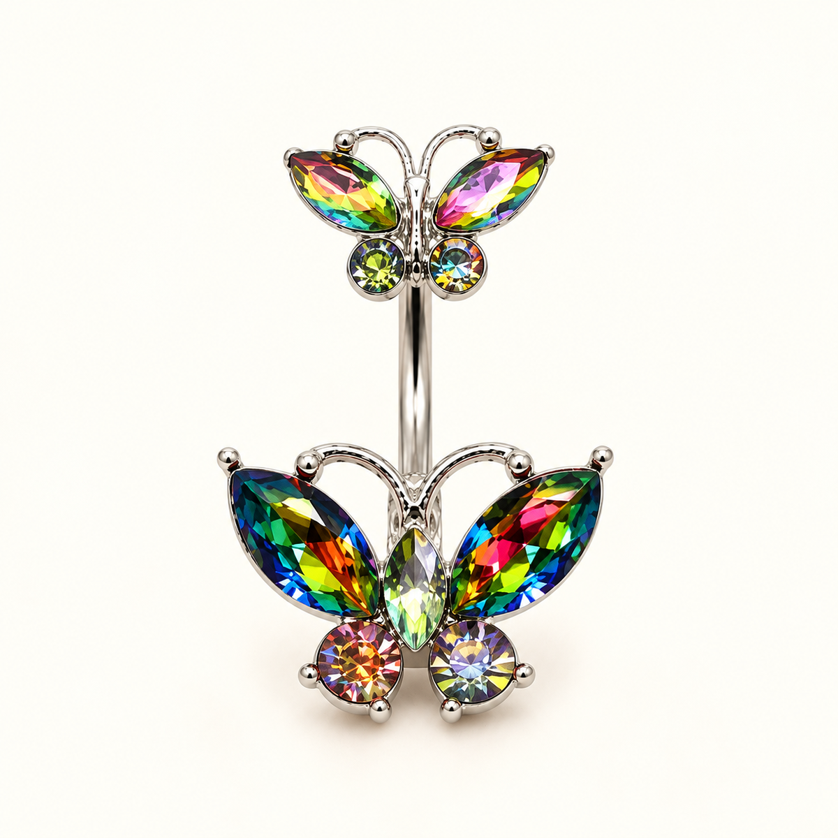 Crystal Double Butterfly Belly Ring