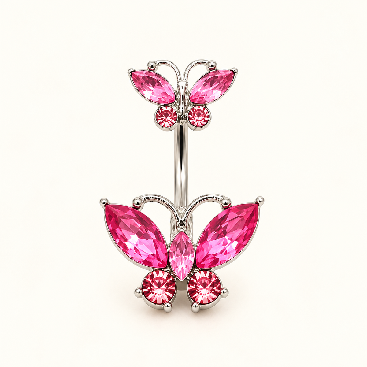 Crystal Double Butterfly Belly Ring