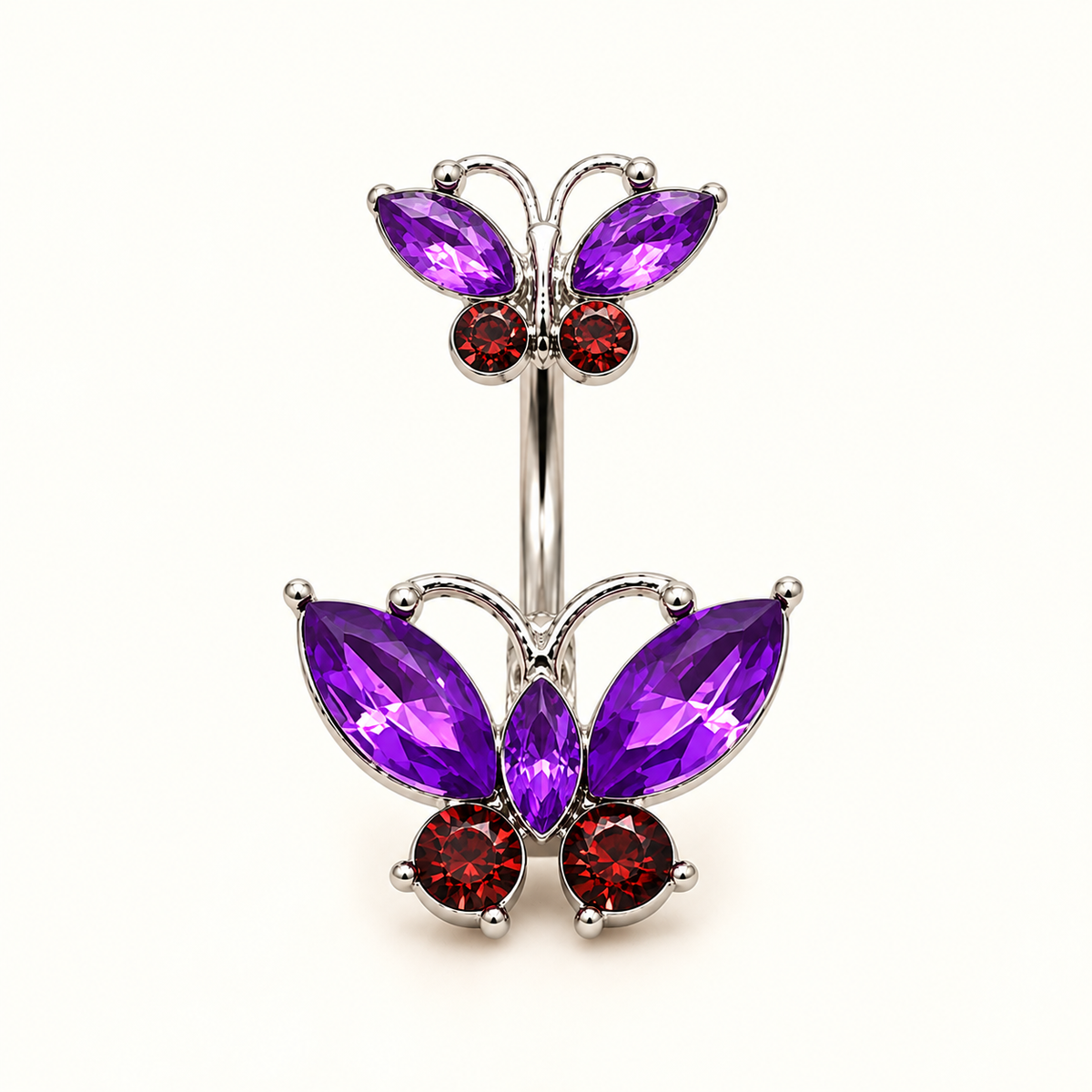 Crystal Double Butterfly Belly Ring