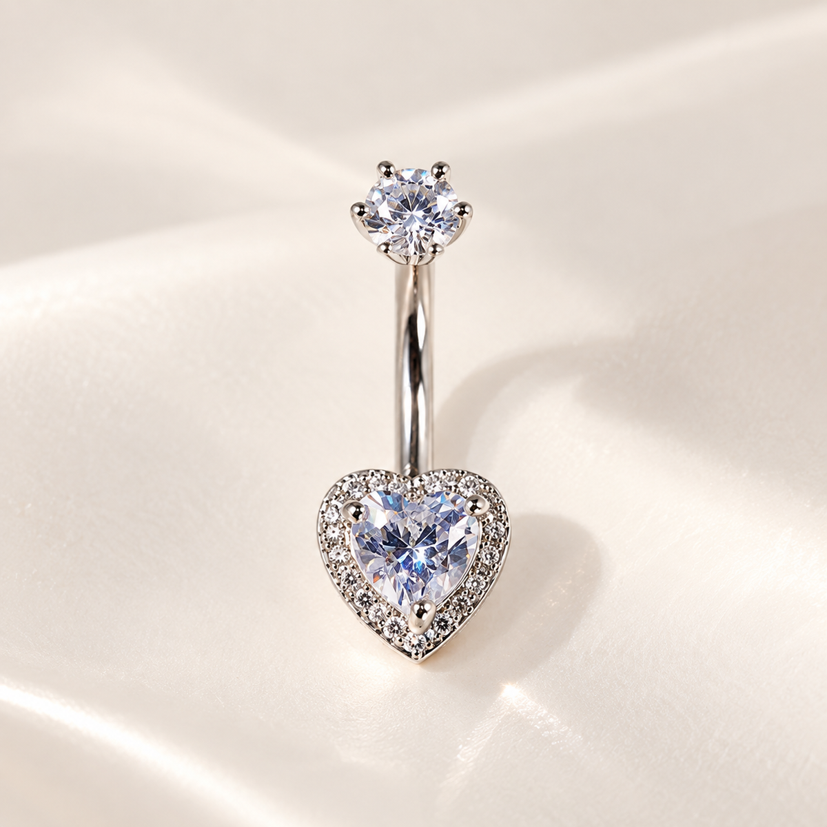 Crystal Heart Halo Belly Ring