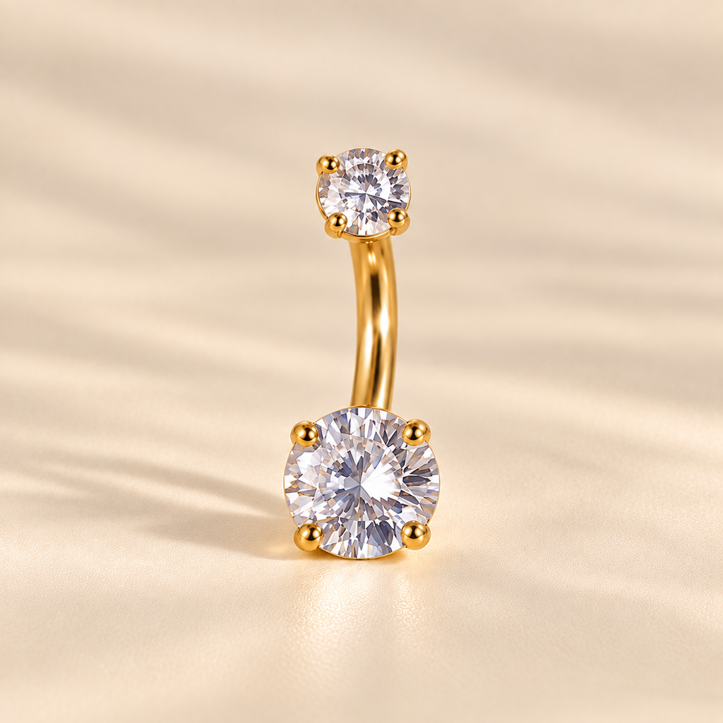 Crystal Solitaire Belly Ring
