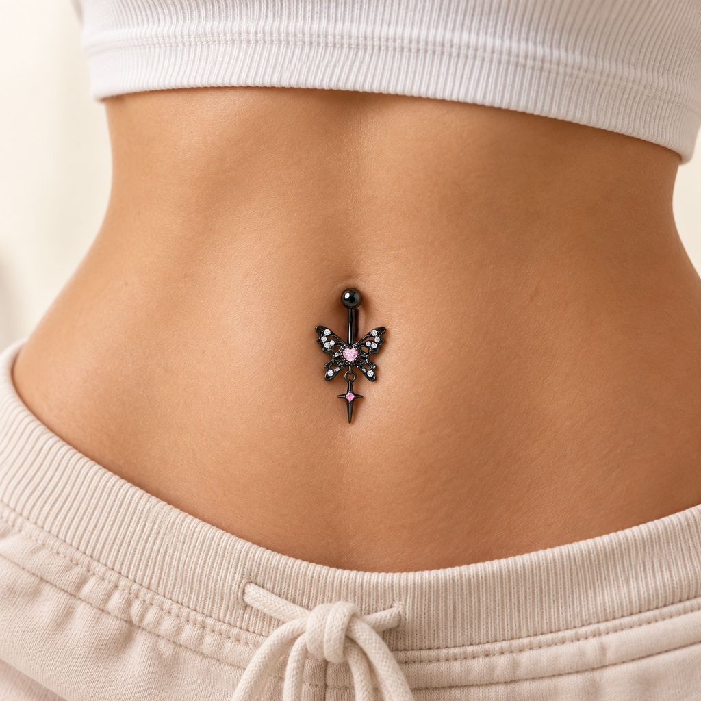 Midnight Butterfly Belly Ring