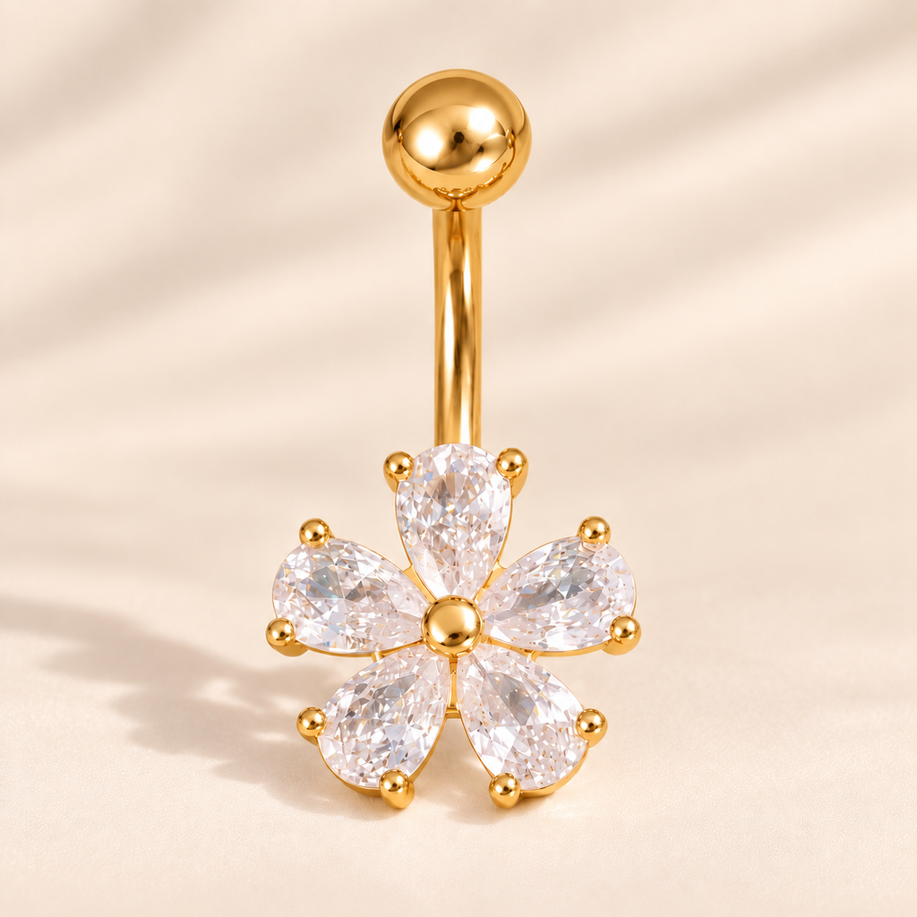 Crystal Blossom Belly Ring