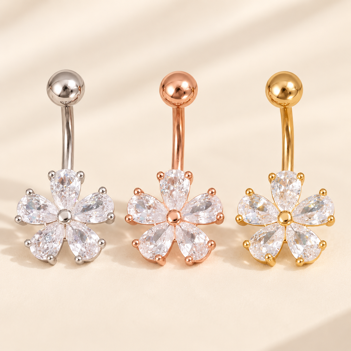 Crystal Blossom Belly Ring