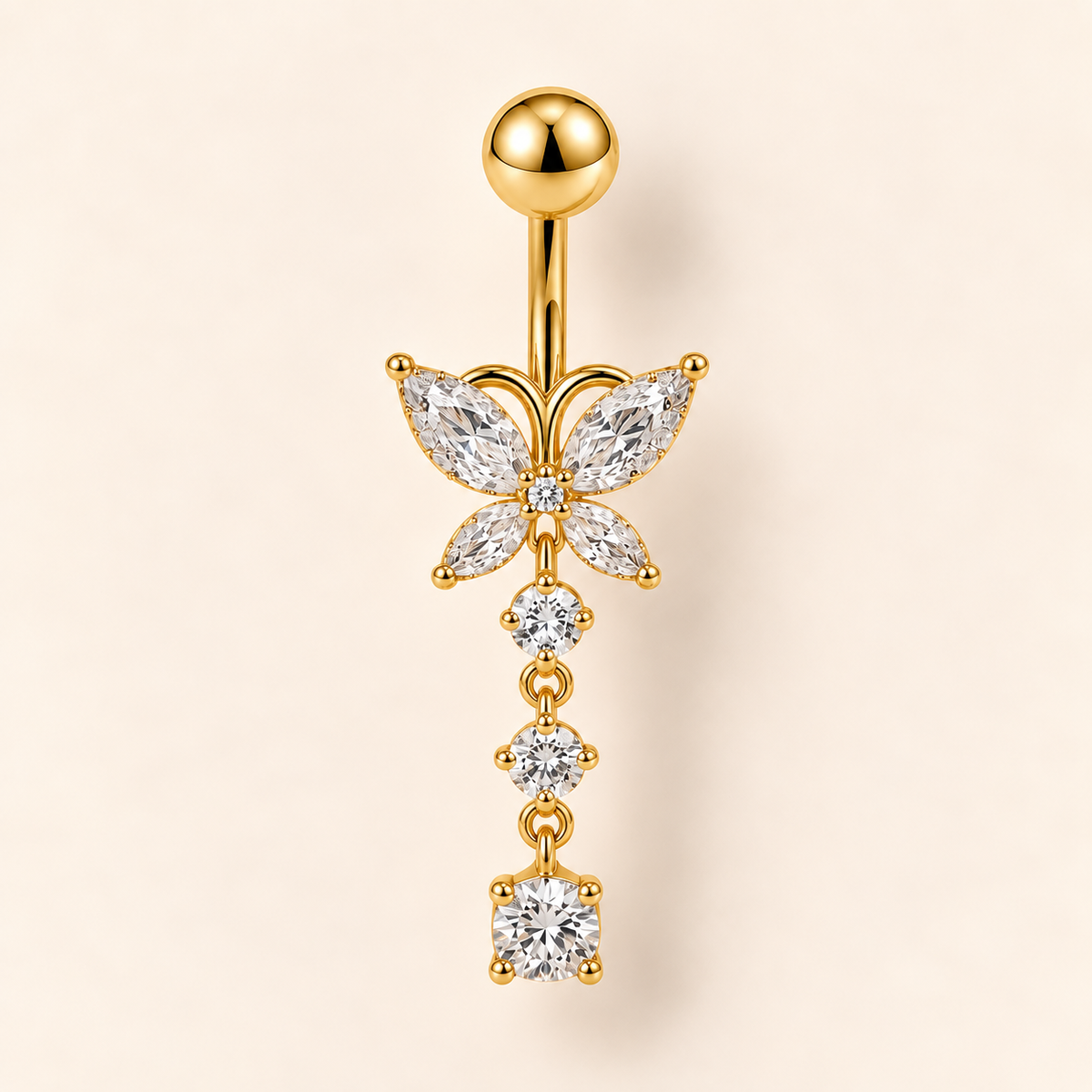 Crystal Butterfly Dangle Belly Ring