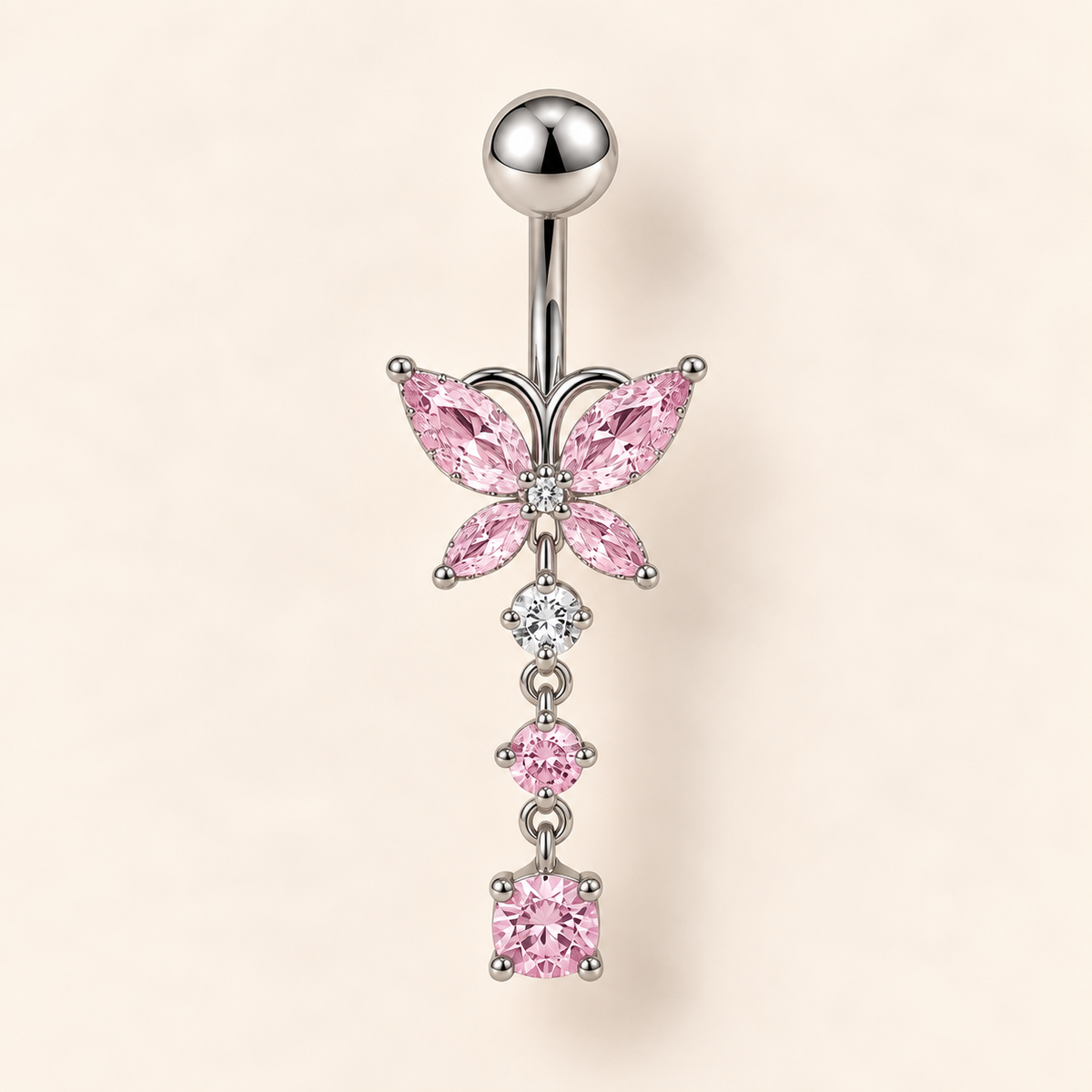 Crystal Butterfly Dangle Belly Ring