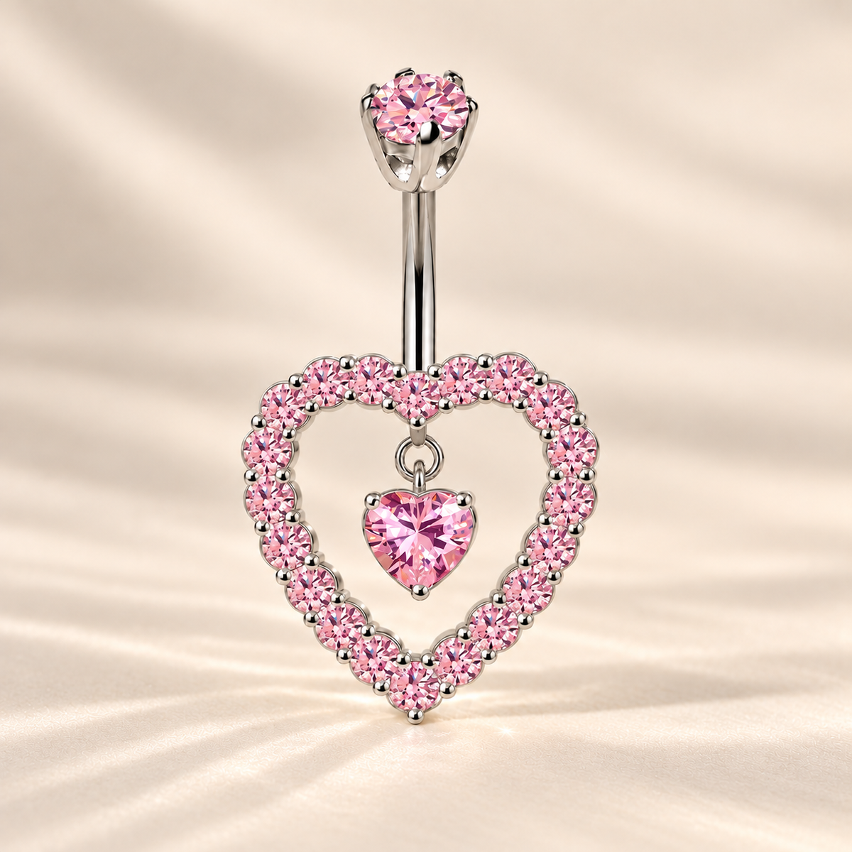 Crystal Heart Belly Rings