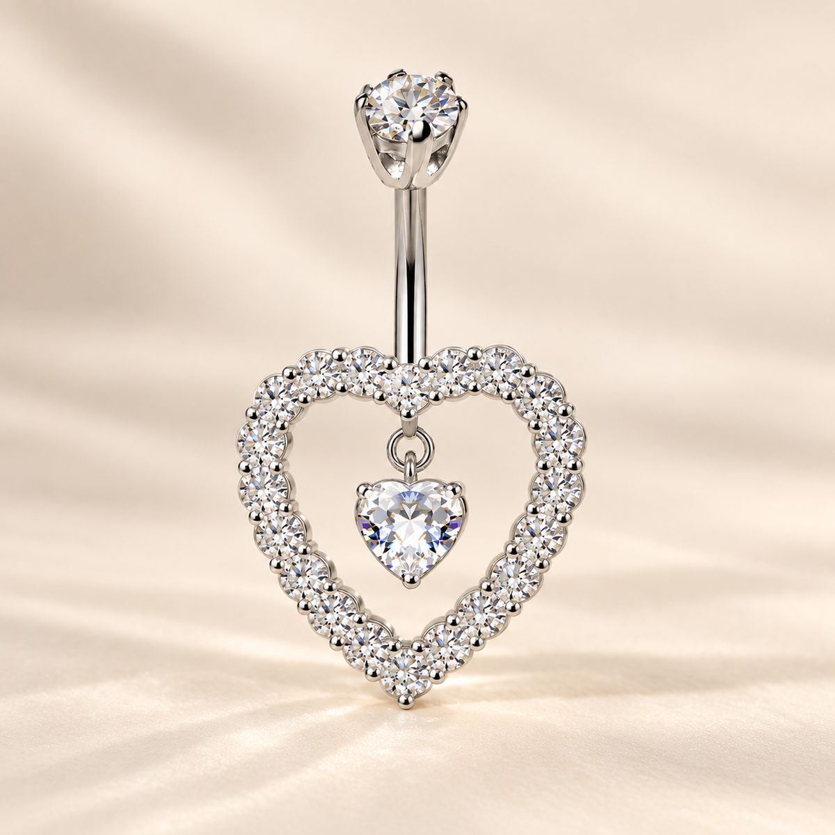 Crystal Heart Belly Rings