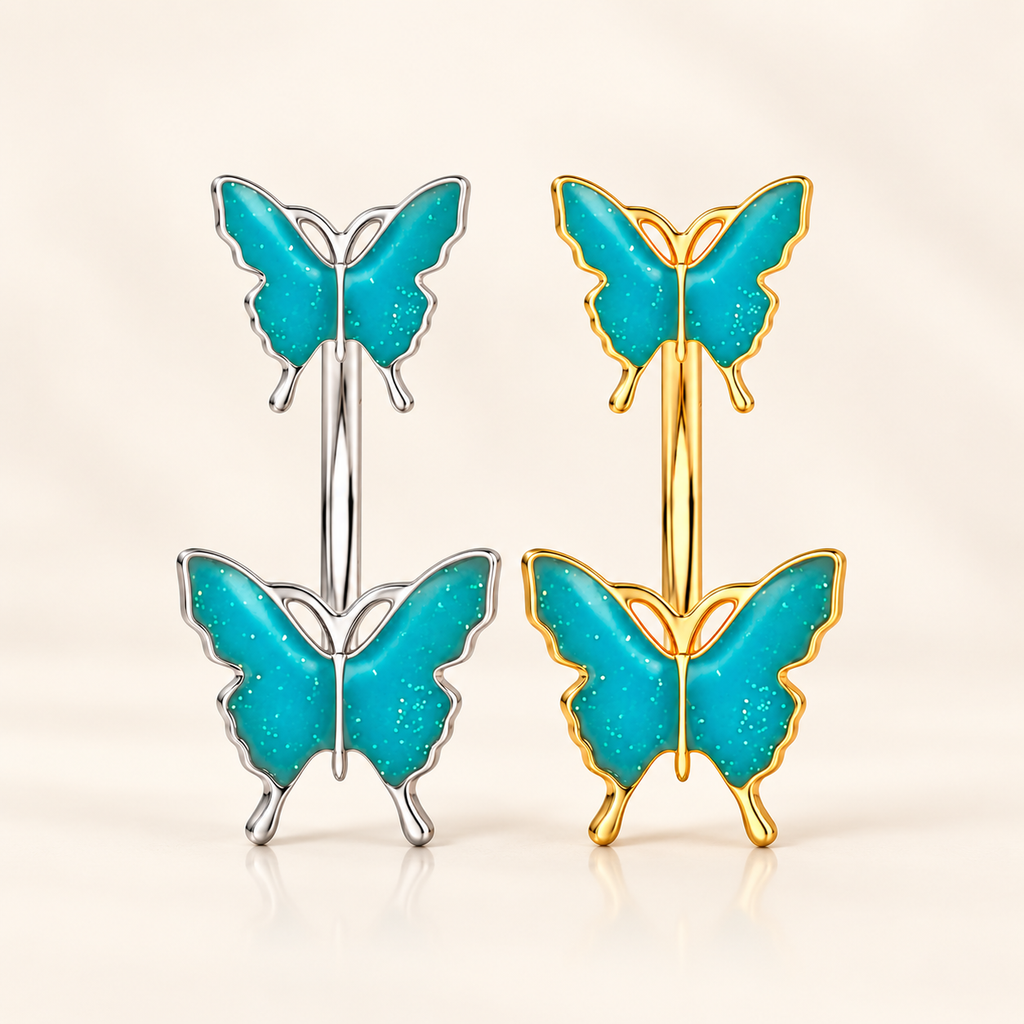 Turquoise Butterfly Belly Ring
