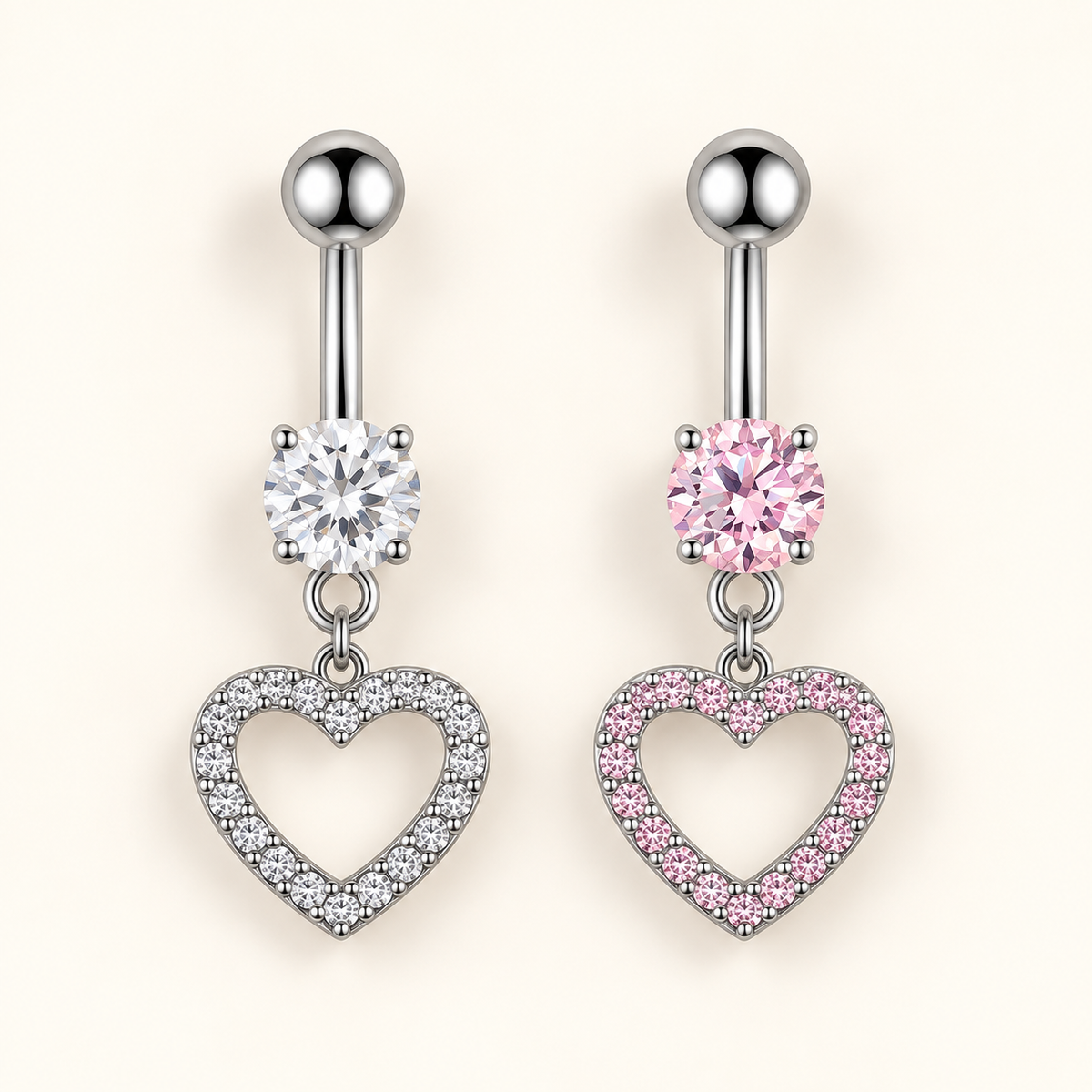 Crystal Heart Dangle Belly Ring
