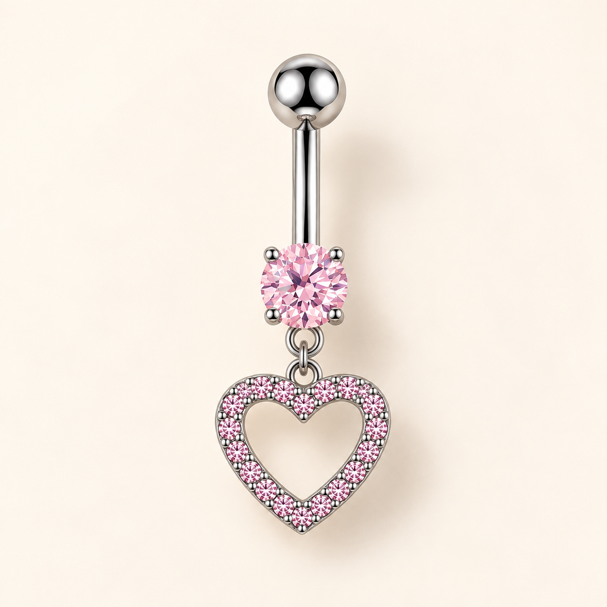 Crystal Heart Dangle Belly Ring