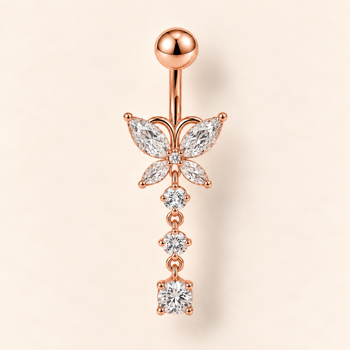 Crystal Butterfly Dangle Belly Ring