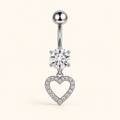 Crystal Heart Dangle Belly Ring