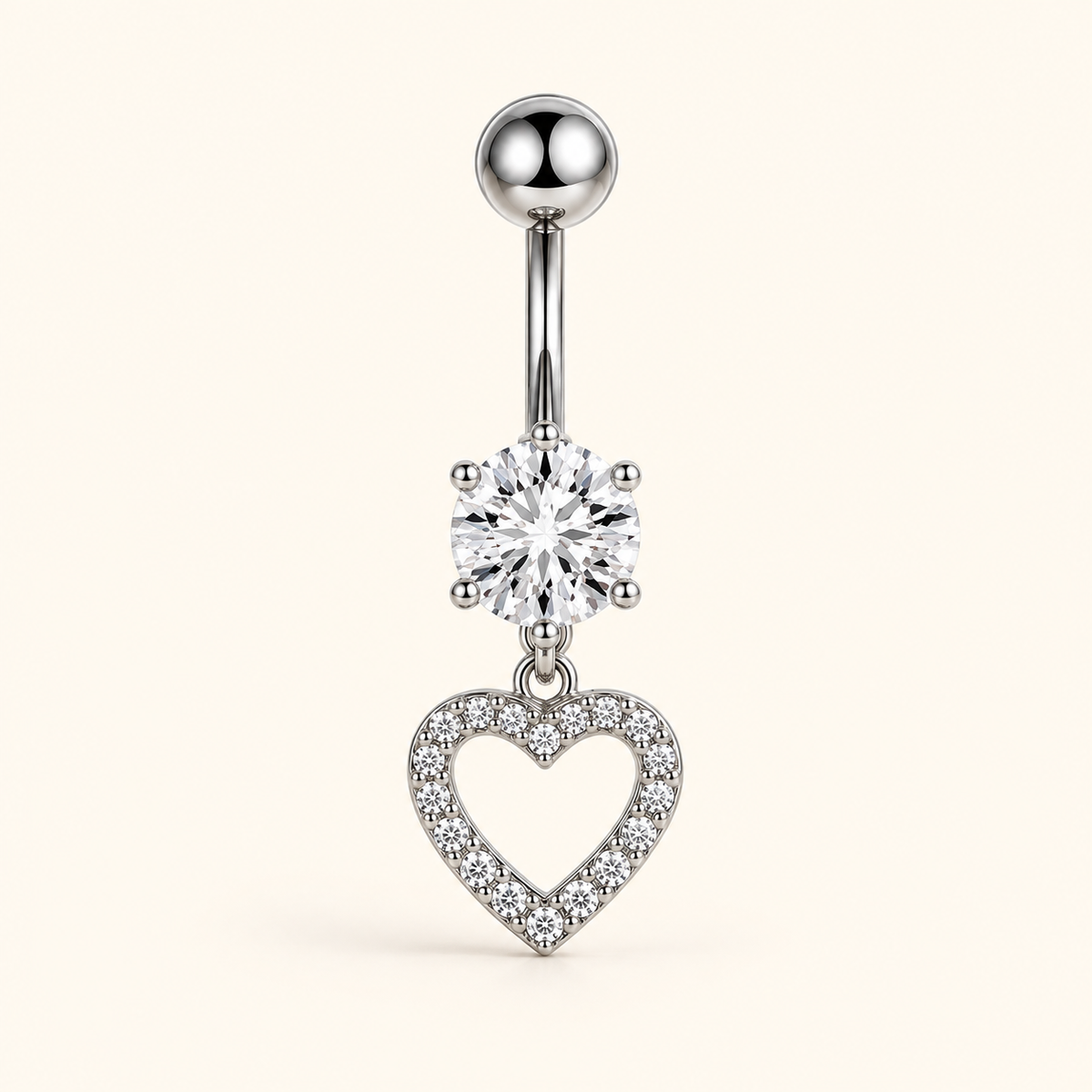 Crystal Heart Dangle Belly Ring